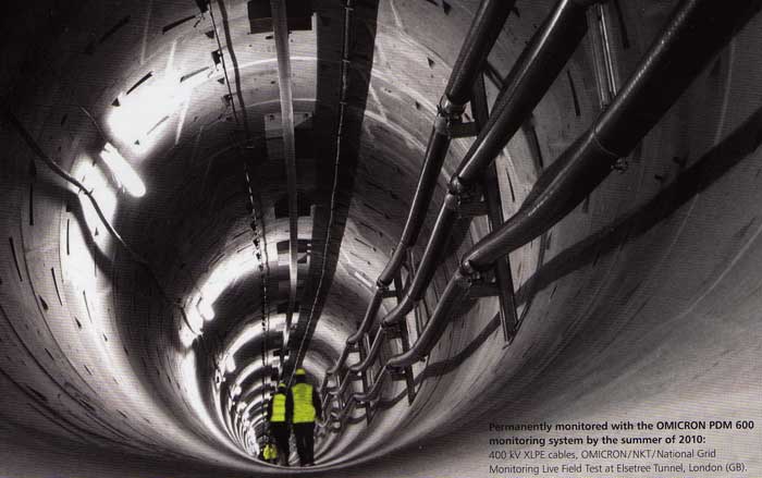 Prueba de Campo de Monitoreo en Vivo de Cables XLPE de 400kV, de Omicron, NKT y National Grid en el Túnel Elsetree, Londres (Reino Unido)
