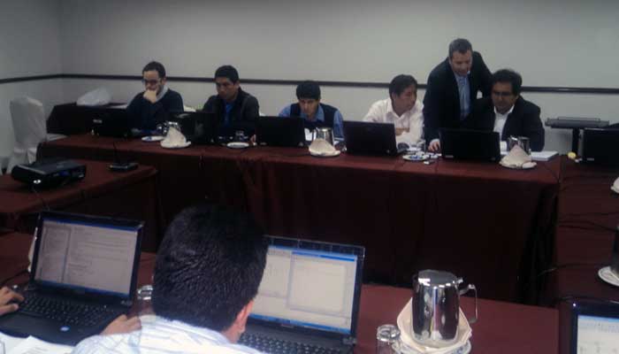 Asistiendo a los participantes durante el curso
